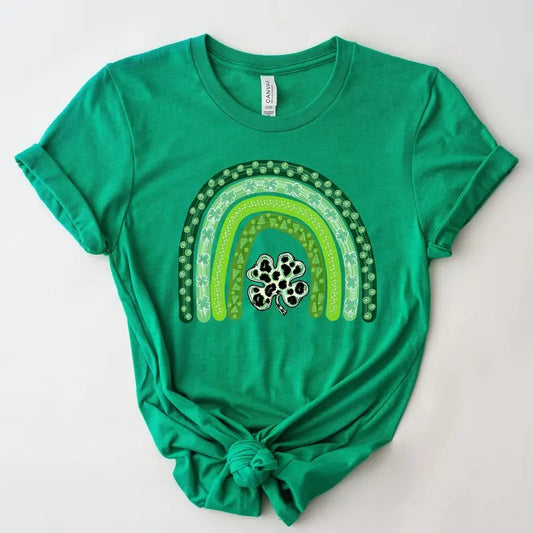 Shamrock Leopard Rainbow St Patrick's Day T-shirt St Patricks Day Shirt Cute St Paddys Tee Gift For Bff Unisex Shirt
