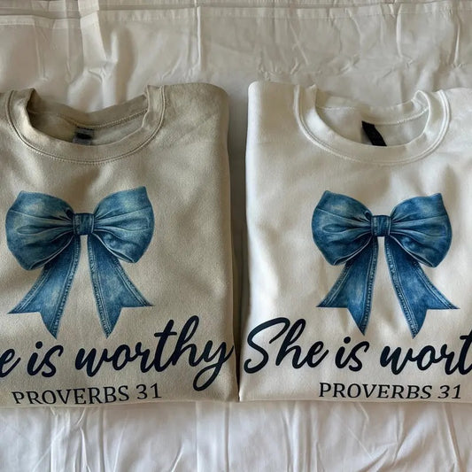She is Worthy Christian Sweatshirt Proverbs 31 Sweatshirt Christian Sweatshirt