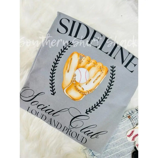 Sideline Social Club Baseball T shirt  | Baseball Season | Baseball Mama | Granite comfort colors T shirt top