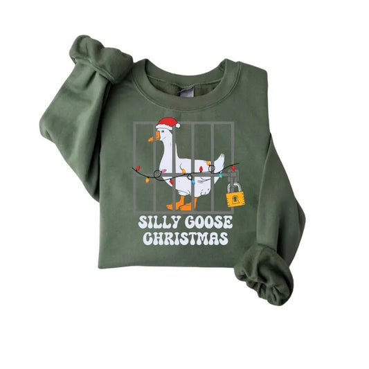 Silly Goose Christmas Sweatshirt, Silly Goose Christmas Shirt, Funny Duck Hoodie, Christmas Gift for Goose Lovers, Xmas Gift