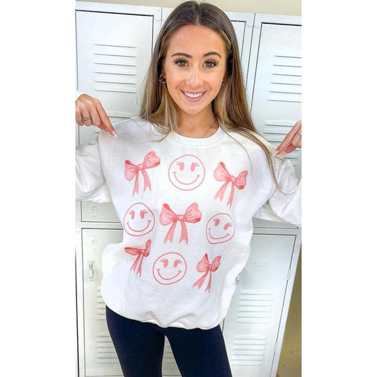 Smiley Bow Graphic Sweatshirt