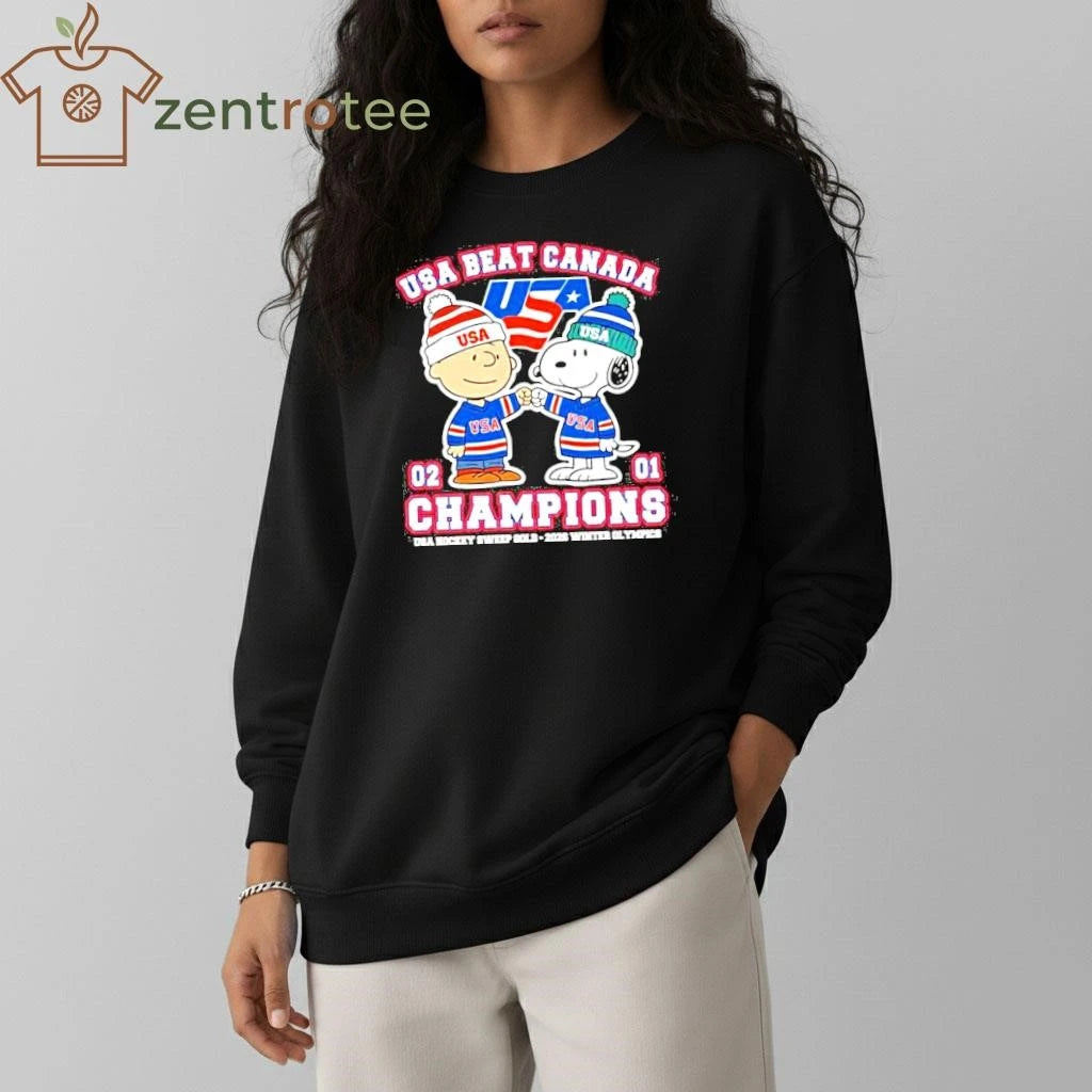 Snoopy Charlie Brown Fisbump Usa Beat Canada Hockey Champions 2026 shirt