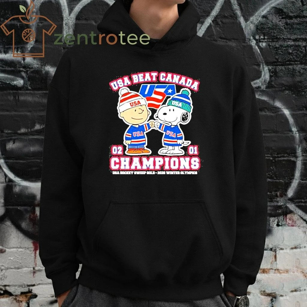 Snoopy Charlie Brown Fisbump Usa Beat Canada Hockey Champions 2026 shirt