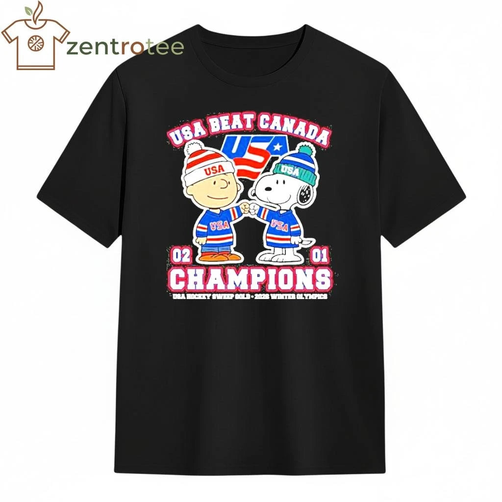 Snoopy Charlie Brown Fisbump Usa Beat Canada Hockey Champions 2026 shirt