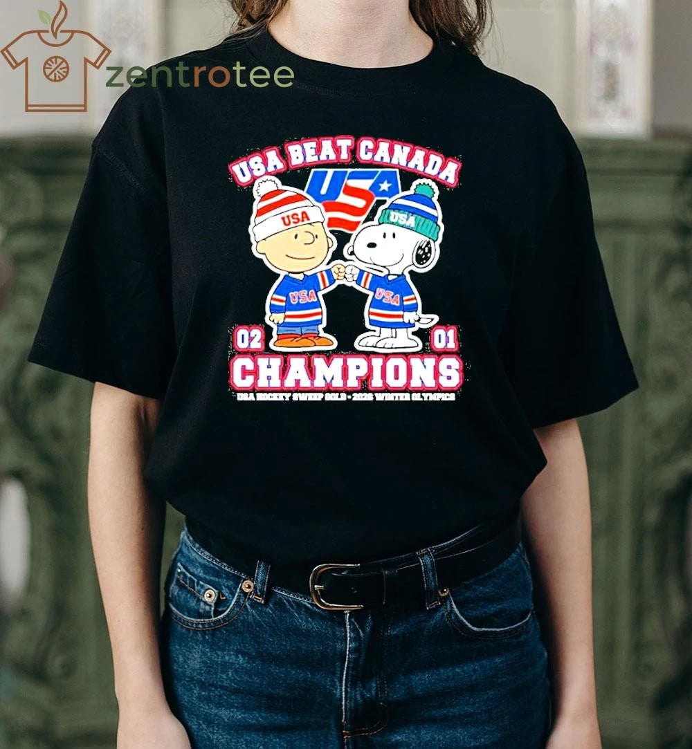Snoopy Charlie Brown Fisbump Usa Beat Canada Hockey Champions 2026 shirt