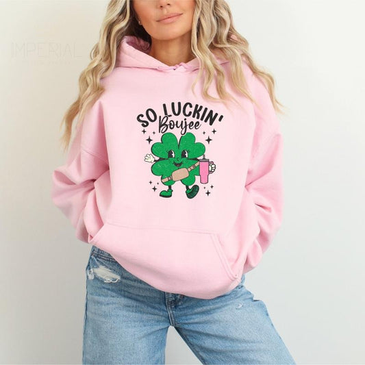 So Luckin Boujee Printed Hoodie Unisex, Luckin Boujee Hoodie, Quotes Sweater, So Luckin Boujee