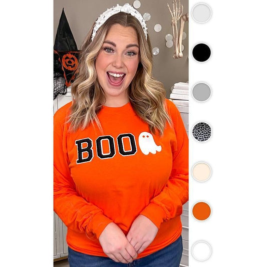 Soft Ideal Chenille Boo Graphic Long Sleeve T-Shirt