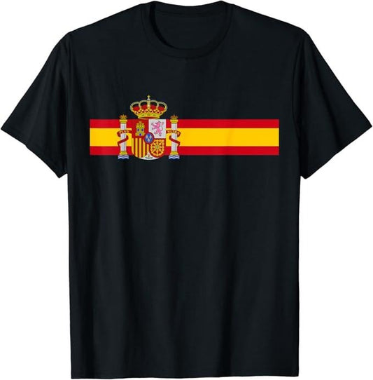 Spain Shirts, Spain National Flag Espana Color Band T-Shirt Cotton Fashion Casual Classic