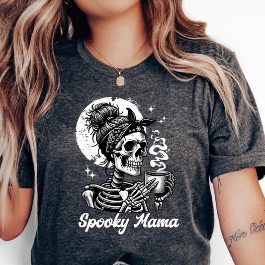 Spooky Mom Shirt Halloween Coffee Shirt For Mom Mom Skeleton Shirt Spooky Mom Coffee Shirt Halloween Shirt For Mom Cotton Polyester