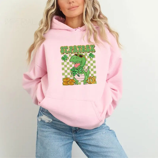 St. Patrex Dinosaur Printed Hoodie Unisex, Dinosaur Hoodie, Quotes Sweater, St. Patrex Dinosaur