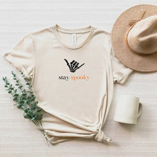 Stay Spooky Shirt Adult Youth Halloween Tee Funny Skeleton T-shirt Vintage Halloween Season Gift For Women + Men Cute Fall Autumn Latarshia Grant