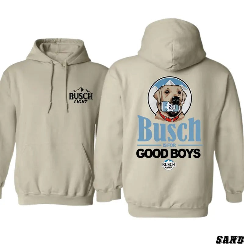 Straight Up Southern Hoodie - "Busch is for Good Boys" Dog Graphic, Perfect for Beer Lovers and Dog Enthusiasts, Unisex Hoodie for a Fun and Comfortable Look Menswear Sweaters