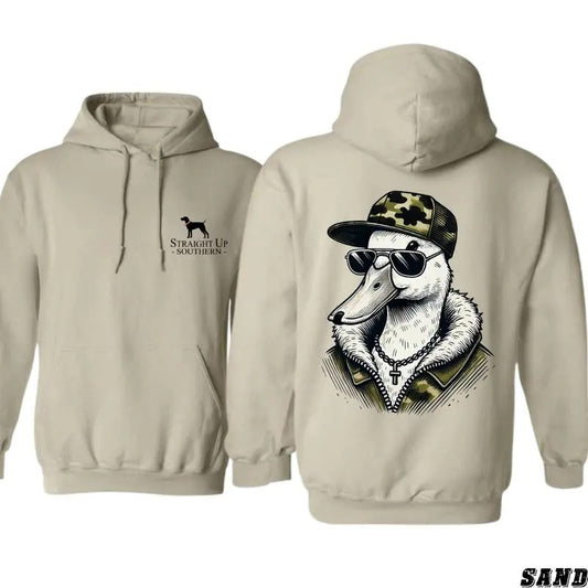 Straight Up Southern Hoodie, Stylish Duck in Sunglasses and Camo Hat Graphic, Perfect for Outdoor and Hunting Fans, Gift for Men, Women