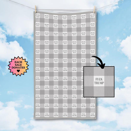Subtle F*ck Trump Hand Towel, Funny Political Home Decor, Classic Kitchen Towel, Gingham Checkered Towel, Sarcastic Liberal Gift, FDT Towel