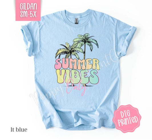 Summer Vibes Shirt Gildan, Oversized Graphic Women's Beach Tee, Swimsuit Cover