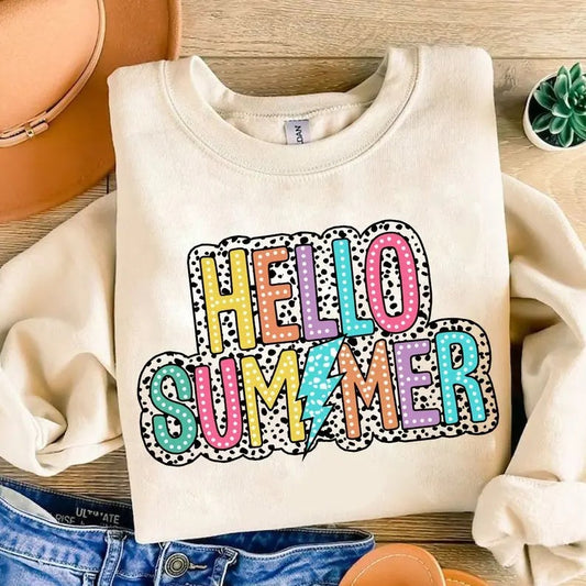 Summer Vibes shirt, Hello Summer Dalmatian Dots Shirt, Bright Doodle, Lake Days, Hello Summer, Beach Vacation  T-shirt, sweater and Hoodie