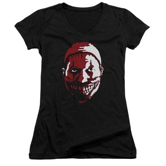 American Horror Story The Clown Junior Sheer Cap Sleeve V-Neck Womens T Shirt Black