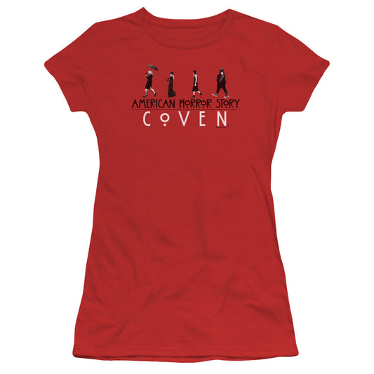 American Horror Story Witch Parade Junior Sheer Cap Sleeve Womens T Shirt Red