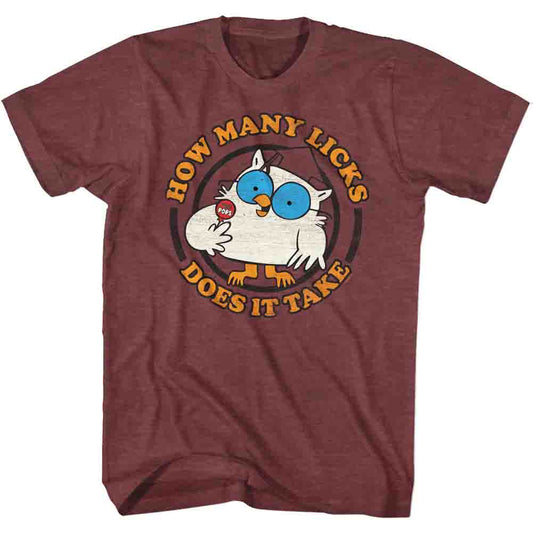 Tootsie Roll Mens S/S T-Shirt - How Many - Heather Vintage Maroon Heather