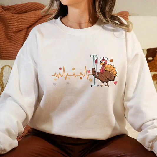 Thanksgiving Nurse Sweatshirt, Heartbeats Turkey Shirt, Fall Season Nurse Sweatshirt, Thankful Nurse Gift, Nursing Student Fall Shirt, Unisex Shirt
