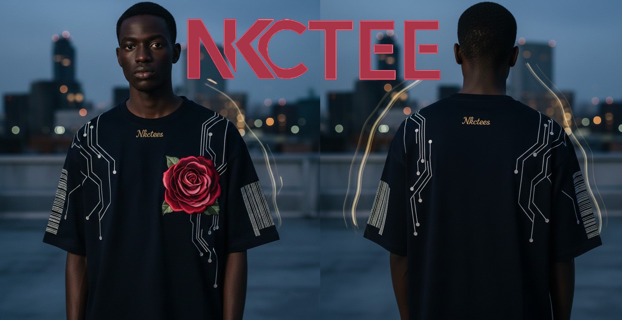 The Digital Bloom rose shirt for men and women