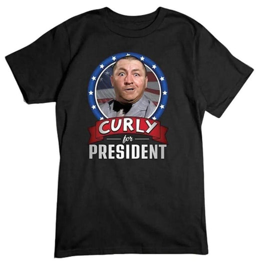 The Three Stooges T-Shirt, Curly For President T-shirt, Hilarious The Three Stooges Shirt, Funny TV Show T-shirt, Larry, Moe, Shemp Tee Menswear Top Underwear Tshirt Man Streetwear Shortsleeve Tropical Crewneck Round Neck Casual Operator
