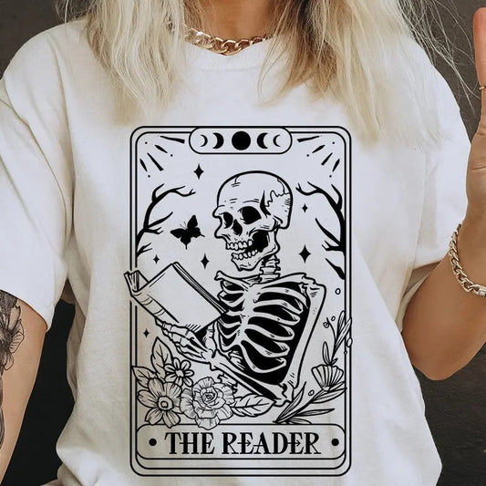 The reader tarot card shirt, Skeleton reading shirt, The reader shirt, Book lover shirt, Reading shirt, Booktrovert shirt,Reader shirt, funny book T-shirt