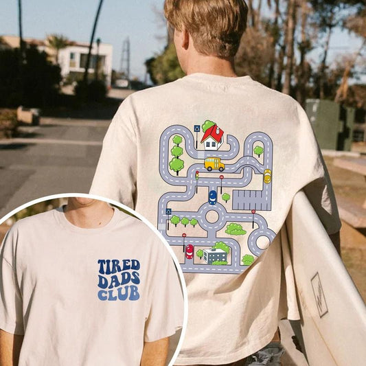Tired Dads Club Shirt, Racing Shirt for Dad, Playmat, Car Race Track, Race On Dad's, Mat Road On Dad Shirt, Fathers Day Gift