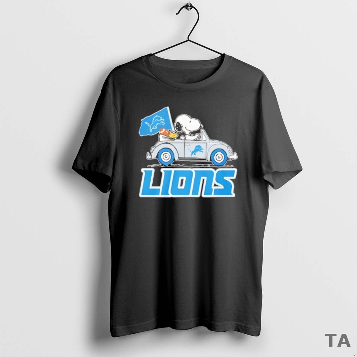 Top Snoopy And Woodstock Riding Detroit Lions Football Car T Shirt Sweater Hoodie, Sweatshirt | VibeTeeNation.com