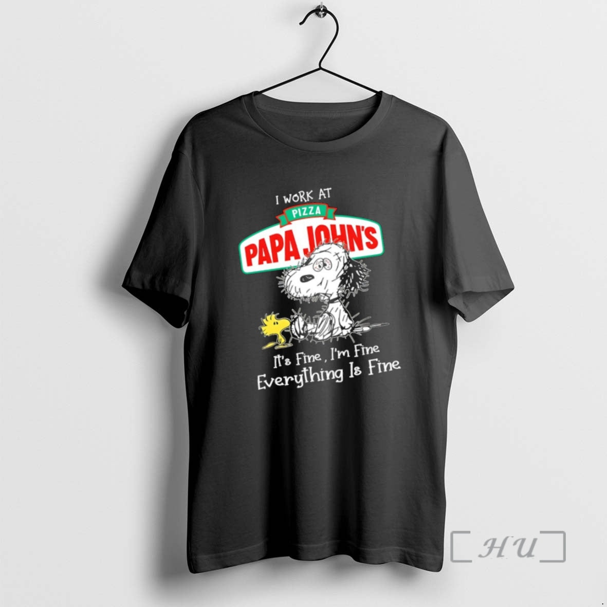 Trending Tired Snoopy And Woodstock I Work At Pizza Papa Johns Its Fine Im Fine T-Shirts, Hoodie, Sweatshirt