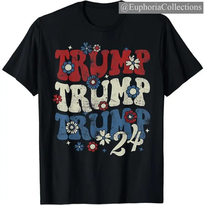 #Trump Flowers Vintage Coquette Tee, #Donald.Trump 2024 Gift Men Women T-Shirt Casual Outfits , Retro Chic Tee