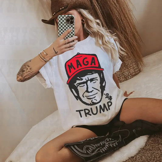 Trump T-shirt,  Trump MAGA T-shirt, Vote Trump Tee, Trump 2024, Size up for Oversized, Election Shirt, Graphic Printed Unisex Classic Comfort Cotton T-Shirt in all sizes and colors for Men and Women
