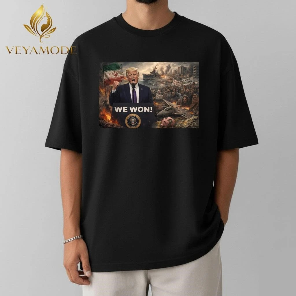 Trump declared we won, ignore war and protests tee