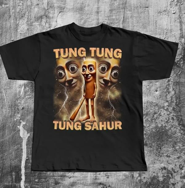 Tung Tung Tung Sahur Funny Baseball Bat Meme T-shirt, Italian Brainrot Shirt, Dank Memes Tshirt, Unhinged Clothes, Weird Tee, Oddly Specific
