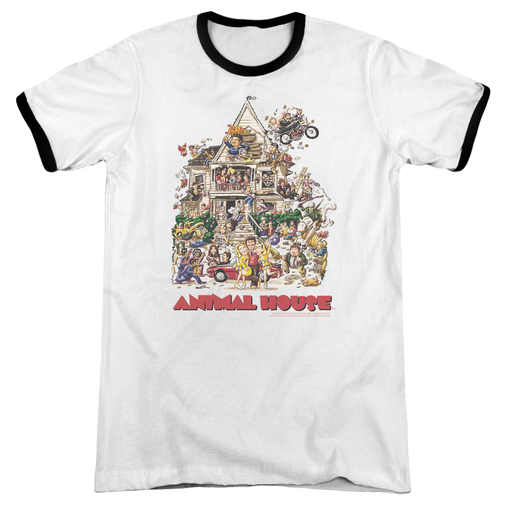 Animal House Poster Art Heather Ringer Mens T Shirt White