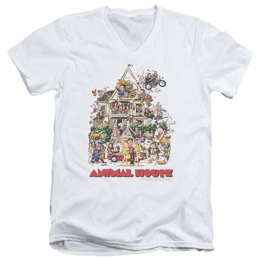 Animal House Poster Art Mens Slim Fit V-Neck T Shirt White