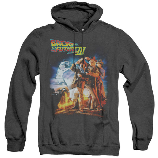 Back To The Future Iii Poster Mens Heather Hoodie Black