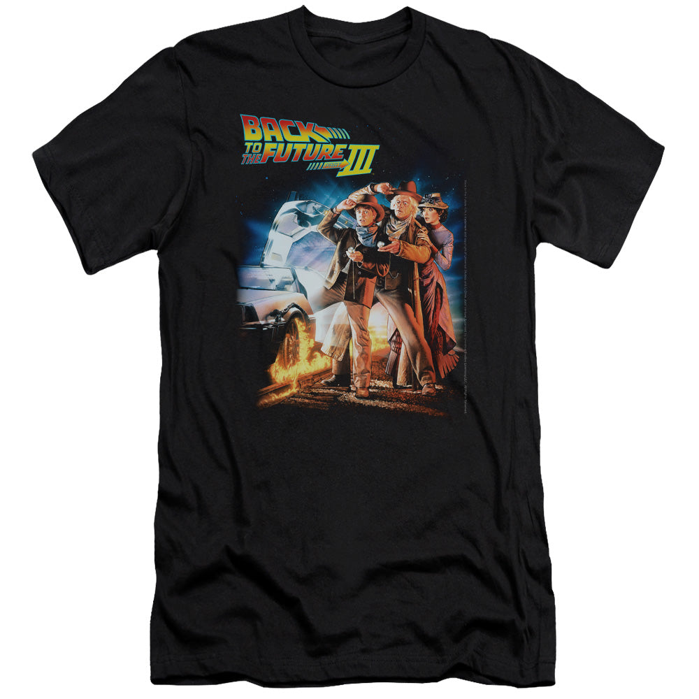 Back To The Future Iii Poster Premium Bella Canvas Slim Fit Mens T Shirt Black