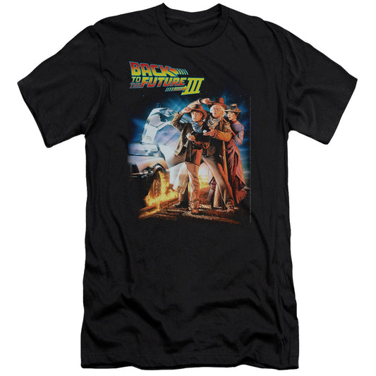 Back To The Future Iii Poster Premium Bella Canvas Slim Fit Mens T Shirt Black