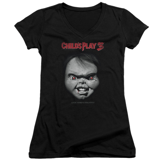 Child's Play 3 Face Poster - Juniors V-Neck T-Shirt