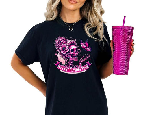 Unisex My Last Flying Fu$k Bright Color Graphic Tee, Goth-Inspired T-Shirt for Women