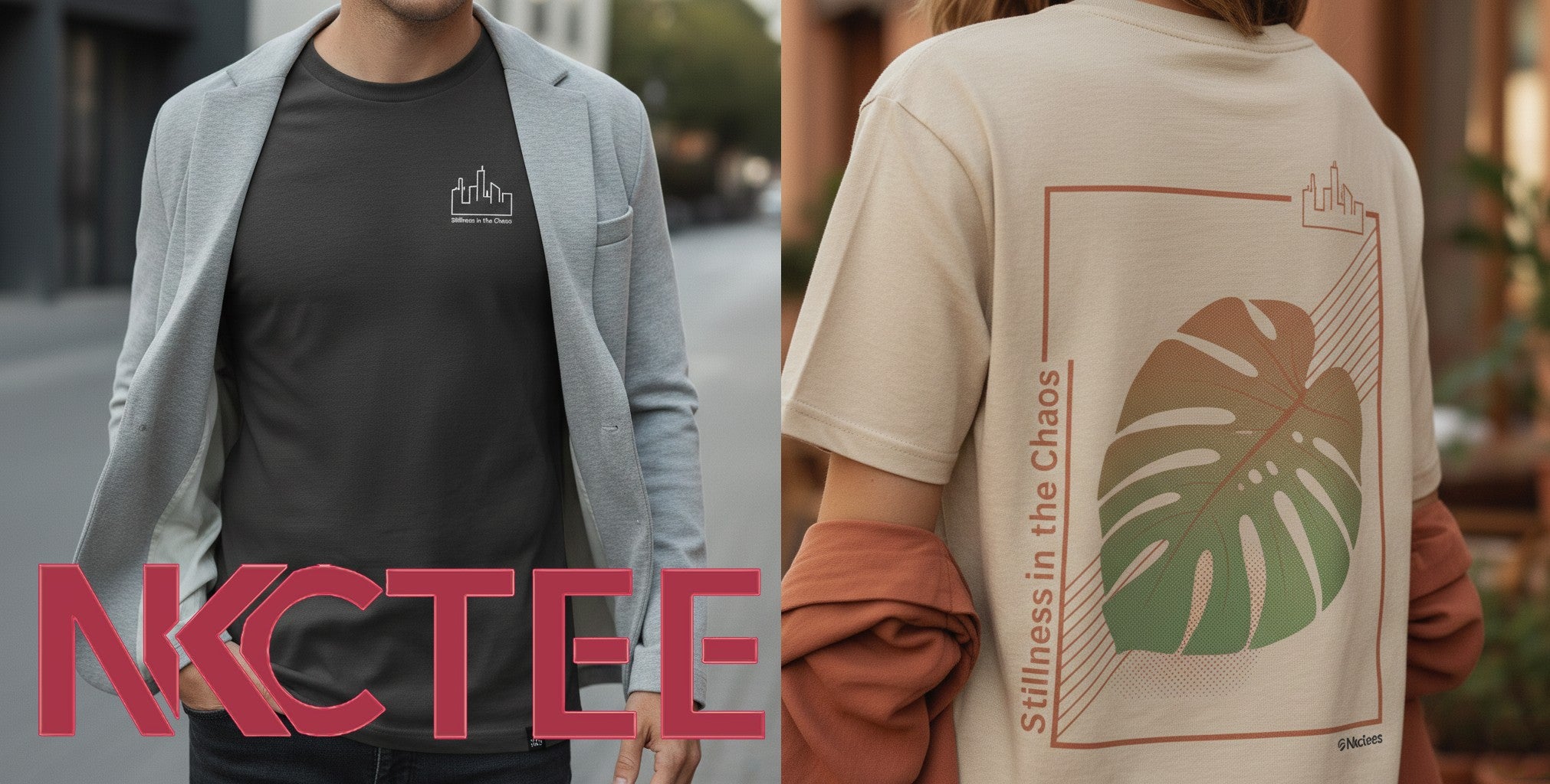 Urban Oasis – Oversize Cotton T-Shirt In Graphic Stillness In The Chaos