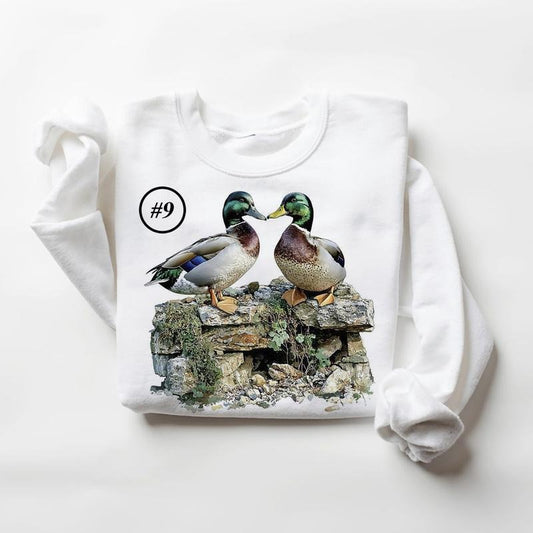 Valentine Mallard Duck Couple Funny Sweatshirts Sunset Wetland Hunting Flying Ducks T-shirt Cute Hoodie Unisex  1 Cotton Womenswear
