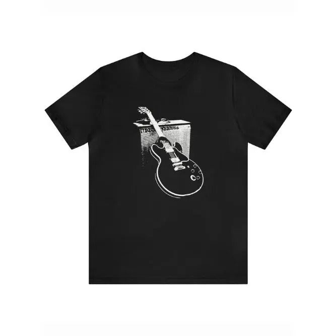 Vibrant Fancy Guitar Print Crew Neck T-Shirt - Men's Soft Short Sleeve Top for Summer Casual Wear