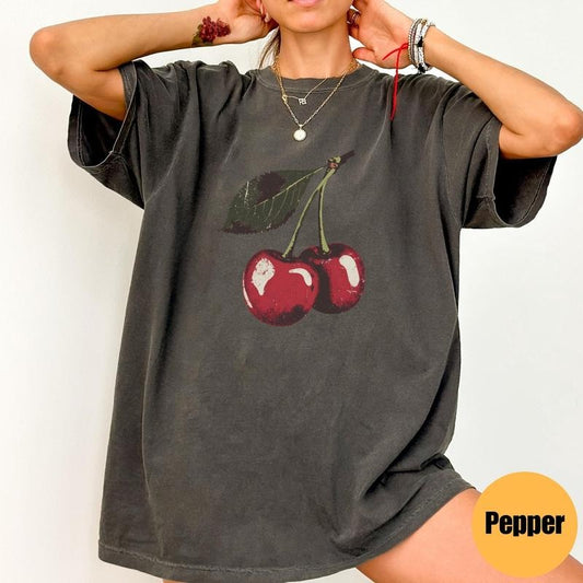 Victoria Maxwell, Womenswear Vintage Graphic Tee, Vintage Cherry Shirt, Fruit Summer T-Shirt, Food lover gift, Gift For Her
