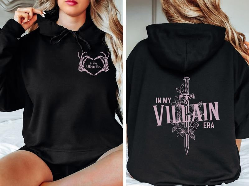Villain Era Hoodie, Dark Academia, Dark Romance, Morally Grey Shirt, Bookish Unisex Soft Comfort Crewneck Pullover Long...