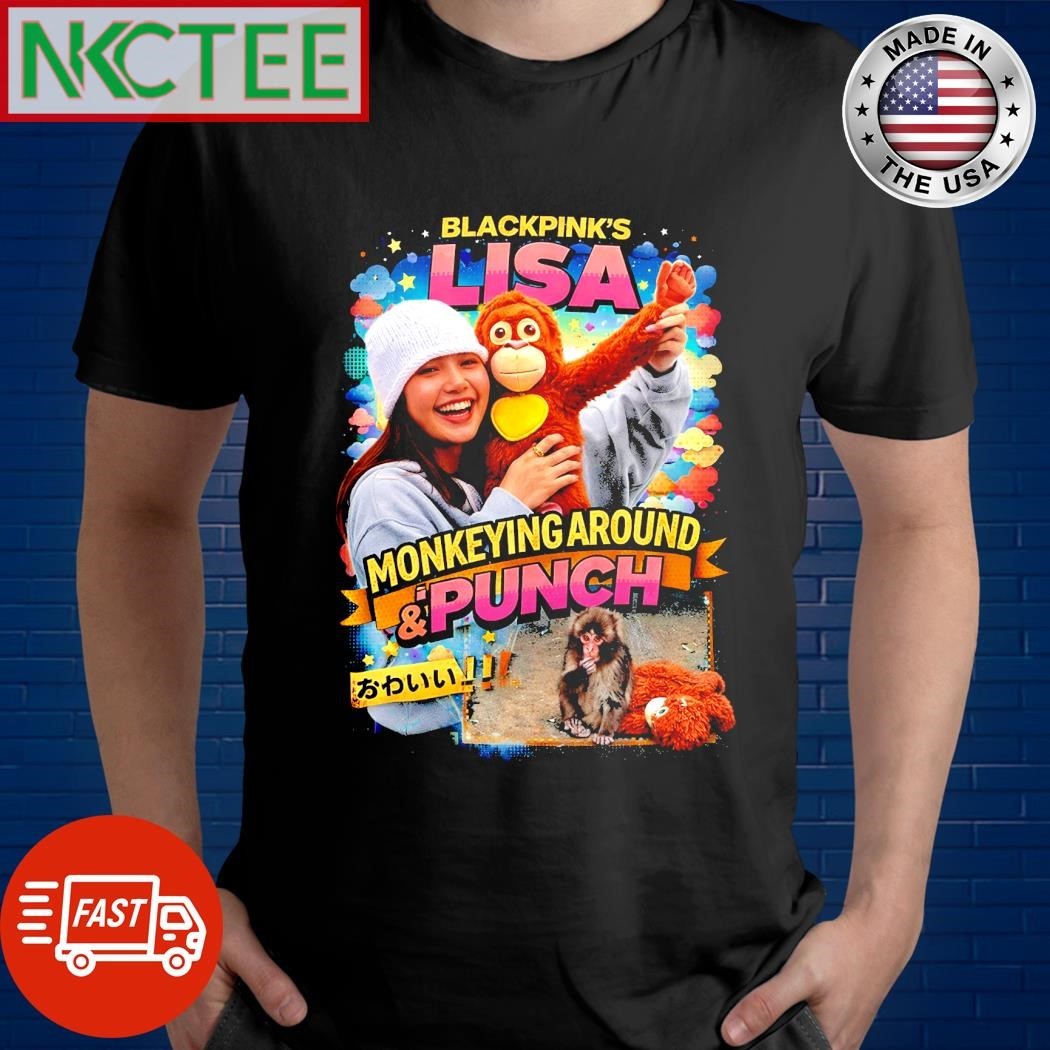 Viral Monkey & Punch Meme with Lisa Blackpink tee