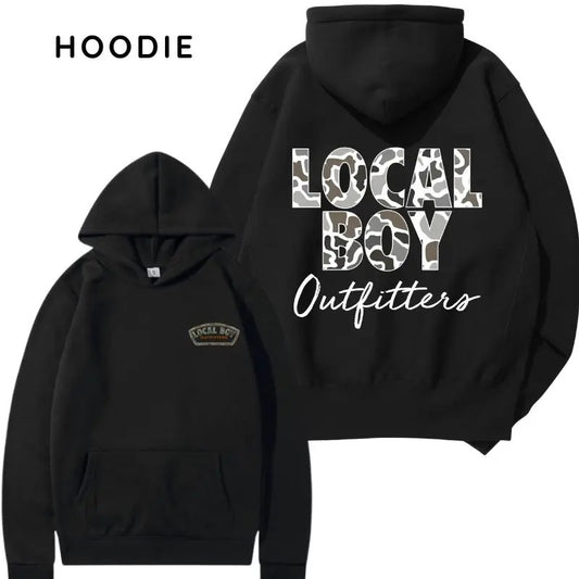 Local Boy Outfitters 2 Sided Camo Graphic Hoodie/Sweatshirt/T-Shirt, For Men/Women - Unisex Style, 100% Cotton, Pullover unisex hoodie