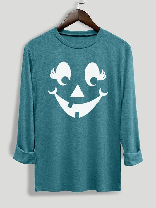 Women's Cartoon Graphic Print Round Neck Tee, Fashion Casual Long Sleeve T-shirt for Daily Outdoor Wear, Women's Top for Spring Fall