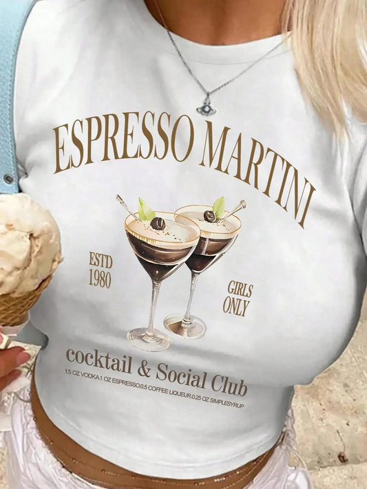Women's Letter Graphic  Crop Tee, Casual Short Sleeve Crew Neck T-shirt for Daily Wear, Ladies Clothes for All Seasons